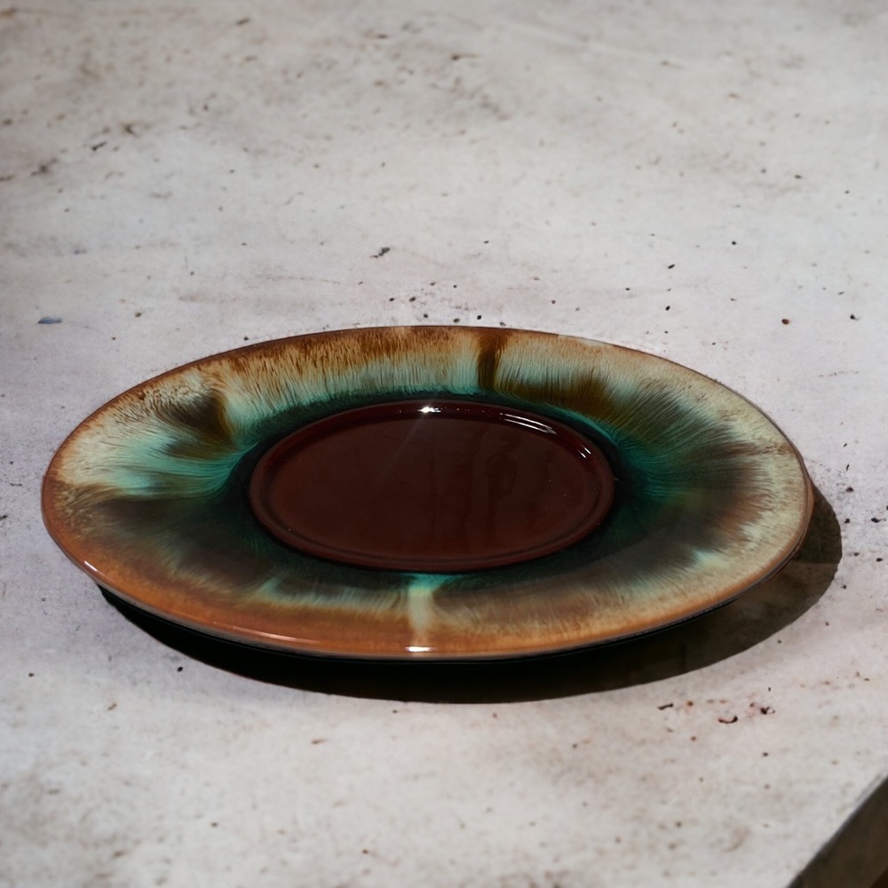 MCM drip glaze pottery small platter dish ashtray Handmade  CCC CANADA 1960-65